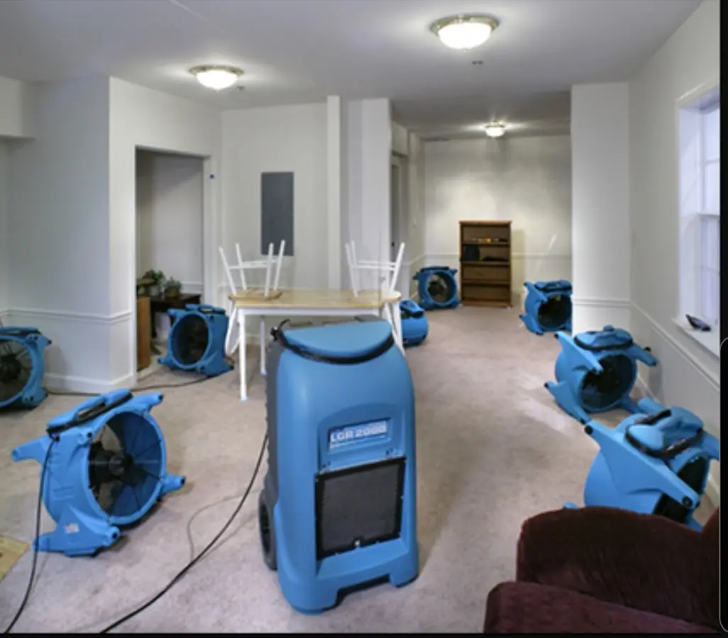 Air movers and dehumidifier setup for Water Extraction & Removal in Deming